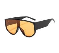 RRNTTTM Occhiali da sole rotondi oversize vintage da donna, alla moda, colorati, da uomo, con montatura a mascherina (nero e arancione)