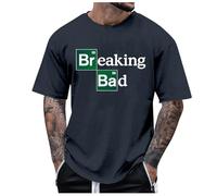 Rrongwn Breaking-Bad Script Maglietta Heisenberg con scollo rotondo, a maniche corte, casual, in cotone, traspirante, a maniche corte Y2K Streetwear, blu navy, XXL