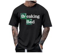 Rrongwn Breaking-Bad Script Maglietta Heisenberg con scollo rotondo, a maniche corte, casual, in cotone, traspirante, a maniche corte Y2K Streetwear, Nero , XL