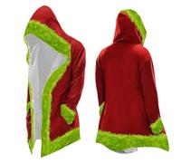 Rrongwn Cappotto di Natale Babbo Natale Mantello Con Cappuccio Velluto Rosso Cappotto di Natale Capo Vestito Cappuccetto Rosso Costume Donna di Natale Festa Poncho con Cappuccio, 01 rosso., S