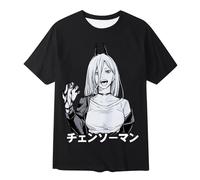 Rrongwn Chainsaw-Man - Maglietta da uomo con stampa makima, alla moda, a maniche corte, in cotone, maglietta hip hop sport Y2K, streetwear leggera, 06 nero, L