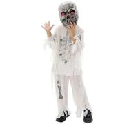Rrongwn Costume da mummia zombie per ragazzi e bambini Halloween Costume intero con copricapo horror Glow