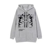 Rrongwn Felpa da donna con cappuccio e cerniera intera Y2K Estetica Oversized Felpa E Girl 90S Baggy a maniche lunghe giacca streetwear giacca autunno inverno outwear, Grigio 2, XL