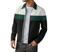 Rrongwn Giacca da uomo per le mezze stagioni, comoda, da aviatore, traspirante, per il tempo libero, per il lavoro, traspirante, casual, da uomo, verde scuro, L
