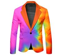 Rrongwn Giacche Da Uomo Arcobaleno Funky Suit Rainbow Abiti Sportivi Da Sposa Blazer Moda Vestito Da Uomo Festa Giacche Elegante Un Bottone Tempo Libero Scenario Spettacolo Cappotto, Lilla, L