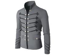 Rrongwn Hussar Napoleon Military Drumers Parade Jacket Renaissance Medievale Giacca Cortile Vittoriana Uniform Gothic Frack Pirati Vampiro Cosplay Halloween Costume, grigio., L