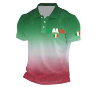 Rrongwn Italia Giorno della Repubblica Polo Per Uomo Tempo Libero Maglietta Maglietta In Cotone Traspirante Golf Tshirt Leggera Tshirt Top Vestibilità Outdoor Casual Maglia Muscolare, 01 verde., L