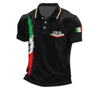 Rrongwn Italia Giorno della Repubblica Polo Per Uomo Tempo Libero Maglietta Maglietta In Cotone Traspirante Golf Tshirt Leggera Tshirt Top Vestibilità Outdoor Casual Maglia Muscolare, Nero , XL