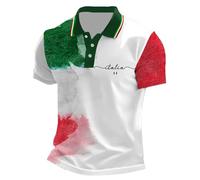 Rrongwn Maglietta da uomo Italia Giorno della Repubblica Polo Cotone Golf T-Shirt Traspirante Manica Corta Confortevole Sport Top Traspirante Maglietta Sportiva Locker Streetwear, verde, XL