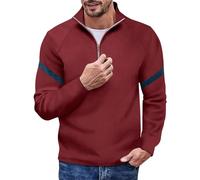 Rrongwn Polo da golf da uomo in pile Athletic Henley, felpa invernale in cotone a maniche lunghe 2024, maglione invernale per attività all'aria aperta, Colore: rosso, XXL