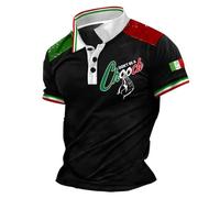 Rrongwn T Shirts Uomo Italia Giorno della Repubblica Polo Outdoor Sport Golf T-shirt Estate Casual Manica Corta Cotone T Shirt con Abbottonatura Traspirante Top, 03 nero., M