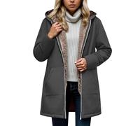 Rrongwn Teddy Cappotto da donna invernale lungo parka giacca calda imbottita reversibile giacca invernale taglie forti piumino con cappuccio elegante cappotto invernale trapuntato spesso giacca di