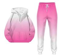 Rrongwn Tuta da jogging da uomo 3D con sfumatura di colore 3D, abbigliamento sportivo, in due pezzi, Y2K, Hip Hop, 2 pezzi, con cappuccio e pantaloni da jogging, casual, per la casa, Colore: rosa., S