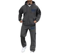 Rrongwn Tuta sportiva da jogging da uomo, calda, set da tuta sportiva con stampa Los Angeles, tuta sportiva in due pezzi, tuta da casa, 2 pezzi, comoda tuta da fitness, grigio., S