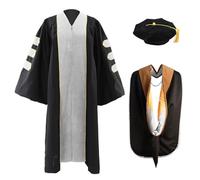 Rrongwn Unisex Deluxe Doctoral Graduation Gown and 8-Side Tam Package with Gold Piping Dottorandi Laurea Talar Tam Set per Facoltà e Professor Phd, bianco, 46