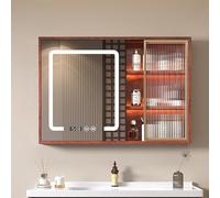 RRrawgff Armadietto per medicinali con Luce Singola, armadietti per medicinali per Bagno, Specchio con Contenitore, Display del Tempo di disappannamento, Luce Monocromatica, scaffale sospeso per ripo
