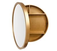 RRrawgff Mobiletto portaoggetti da Parete per Bagno con Specchio e ripiano a 3 Livelli - Mobili da Parete in Legno per Bagno, Ripiani Rotondi per armadietto portamedicinali con Specchio