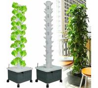 RRrawgff Set di Torre idroponica a 15 Strati e 45 Fori, Kit per Torre idroponica con Pompa dell'Acqua e Serbatoio dell'Acqua Portatile, Torre per la Coltivazione di ortaggi.
