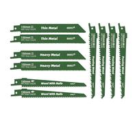 RRRST Set di 10 Lame per Sega Universale per Taglio di Legno e Metallo, 4 Tipi Diversi di 150mm Lame per Sega Con Custodia Rrganizzativa, Facile e Durevole