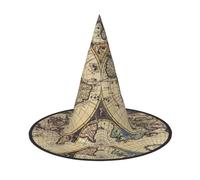 RRSZCC Ancient Map World Globe Print Halloween Witch Hat Witch Costume Accessorio per Halloween Cosplay Party Holiday Decoration
