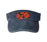 RRSZCC Cappellino da donna traspirante con fiori di papavero per golf, tennis, corsa, uso quotidiano, blu navy, Taglia unica