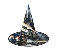 RRSZCC Cappello da strega con stampa di nuvole di treno a vapore, accessorio per costume da strega per Halloween, cosplay, feste, vacanze, decorazione