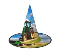 RRSZCC Cappello da strega con stampa di trattore sotto cielo blu e nuvole bianche, accessorio per costume da strega per Halloween, cosplay, feste, vacanze, decorazione