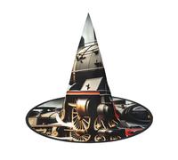 RRSZCC Cappello da strega con stampa di treno locomotiva a vapore, accessorio per costume da strega per Halloween, cosplay, feste, vacanze, decorazione