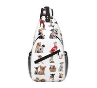 RRSZCC Carino Chihuahua Pug Modello Sling Borsa Petto Per Gli Uomini E Le Donne Piccola Borsa A Tracolla Impermeabile Mini Crossbody Daypack Per Escursionismo