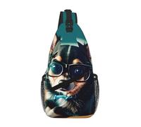 RRSZCC Chihuahua Dog Glasses Sling Chest Bag Per Uomini E Donne Piccola Borsa A Tracolla Impermeabile Mini Crossbody Daypack Per Escursioni