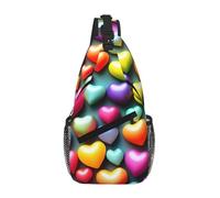 RRSZCC Colorful Rainbow Hearts Sling Chest Bag Per Gli Uomini E Le Donne Piccola Borsa A Tracolla Impermeabile Mini Crossbody Daypack Per Escursionismo