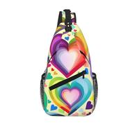 RRSZCC Cuori In Colori Arcobaleno Sling Borsa Petto Per Gli Uomini E Le Donne Piccola Borsa A Tracolla Impermeabile Mini Crossbody Daypack Per Escursionismo