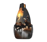 RRSZCC Deer Bear Moose Sling Chest Bag Per Gli Uomini E Le Donne Piccola Borsa A Tracolla Impermeabile Mini Crossbody Daypack Per Escursionismo
