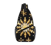 RRSZCC Golden Christmas Snowflake Sling Chest Bag Per Gli Uomini E Le Donne Piccola Borsa A Tracolla Impermeabile Mini Crossbody Daypack Per Escursioni