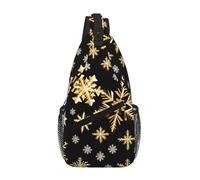 RRSZCC Golden Christmas Snowflakes Sling Chest Bag Per Gli Uomini E Le Donne Piccola Borsa A Tracolla Impermeabile Mini Crossbody Daypack Per Escursioni