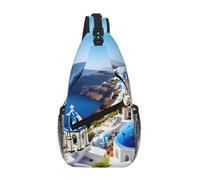 RRSZCC Greek Island Sea View Sling Chest Bag Per Gli Uomini E Le Donne Piccola Borsa A Tracolla Impermeabile Mini Crossbody Daypack Per Escursioni