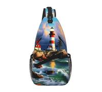 RRSZCC Lighthouse Diamond Painting Sling Borsa Petto Per Gli Uomini E Le Donne Piccola Borsa A Tracolla Impermeabile Mini Crossbody Daypack Per Escursionismo
