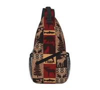 RRSZCC Lodge Bear Deer Fish Sling Borsa Petto Per Uomini E Donne Piccola Borsa A Tracolla Impermeabile Mini Crossbody Daypack Per Escursionismo