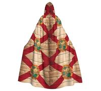 RRSZCC Mantello da strega con bandiera della Florida con venature del legno, mantello con cappuccio, mantello da regina e re, costume rinascimentale medievale per cosplay