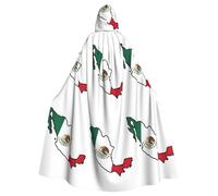 RRSZCC Mantello da strega con mappa della bandiera del Messico, mantello con cappuccio, mantello da regina e re, costume rinascimentale medievale per cosplay