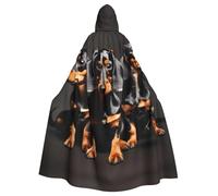 RRSZCC Mantello da strega con tre bassotti, mantello con cappuccio, per Halloween, regina e re, costume rinascimentale medievale, costume cosplay