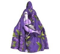 RRSZCC Mantello da strega con uccellino viola lavanda floreale mantello con cappuccio mantello regina re veste vestito rinascimentale medievale mantello costume cosplay
