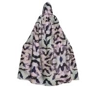 RRSZCC Mantello da strega grigio con pipistrelli di Halloween con cappuccio mantello regina re veste vestito rinascimentale medievale mantello costume cosplay