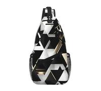 RRSZCC Nero Bianco Oro Triangolo Sling Borsa Petto Per Gli Uomini E Le Donne Piccola Borsa A Tracolla Impermeabile Mini Crossbody Daypack Per Escursionismo