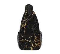 RRSZCC Nero Oro Marmo Sling Borsa Petto Per Gli Uomini E Le Donne Piccola Borsa A Tracolla Impermeabile Mini Crossbody Daypack Per Escursionismo