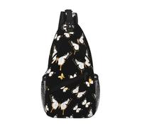 RRSZCC Oro Bianco Farfalle Nero Sling Chest Bag Per Gli Uomini E Le Donne Piccola Borsa A Tracolla Impermeabile Mini Crossbody Daypack Per Escursionismo