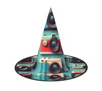 RRSZCC Retro Cool Camera Collection Stampa Cappello da strega di Halloween, accessorio per costume da strega per Halloween, cosplay, feste, vacanze, decorazione