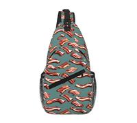 RRSZCC Streaky Bacon Pattern Sling Chest Bag Per Gli Uomini E Le Donne Piccola Borsa A Tracolla Impermeabile Mini Crossbody Daypack Per Escursioni
