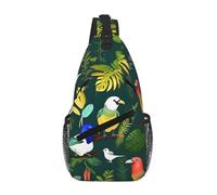 RRSZCC Uccelli tropicali e foglie di piante borsa a tracolla per uomini e donne piccola borsa a tracolla impermeabile mini zaino a tracolla per escursionismo
