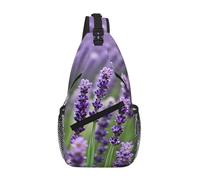 RRSZCC Viola Lavanda Fiori Floreali Sling Chest Bag Per Uomini E Donne Piccola Borsa A Tracolla Impermeabile Mini Crossbody Daypack Per Escursioni